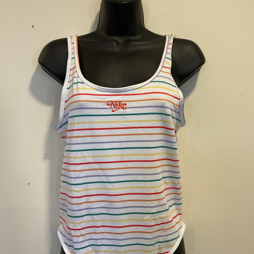 Nike Pink and Blue Fitted Sleeveless Tank Top